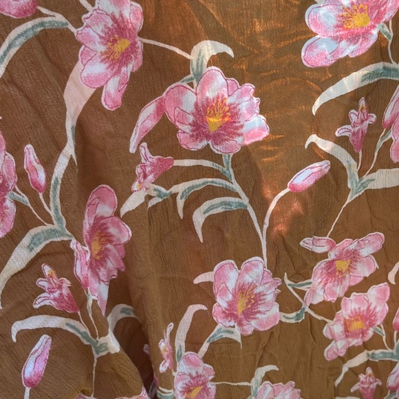 🩷Roxy vintage floral robe tan color with pink flowers size XS - Picture 5 of 9